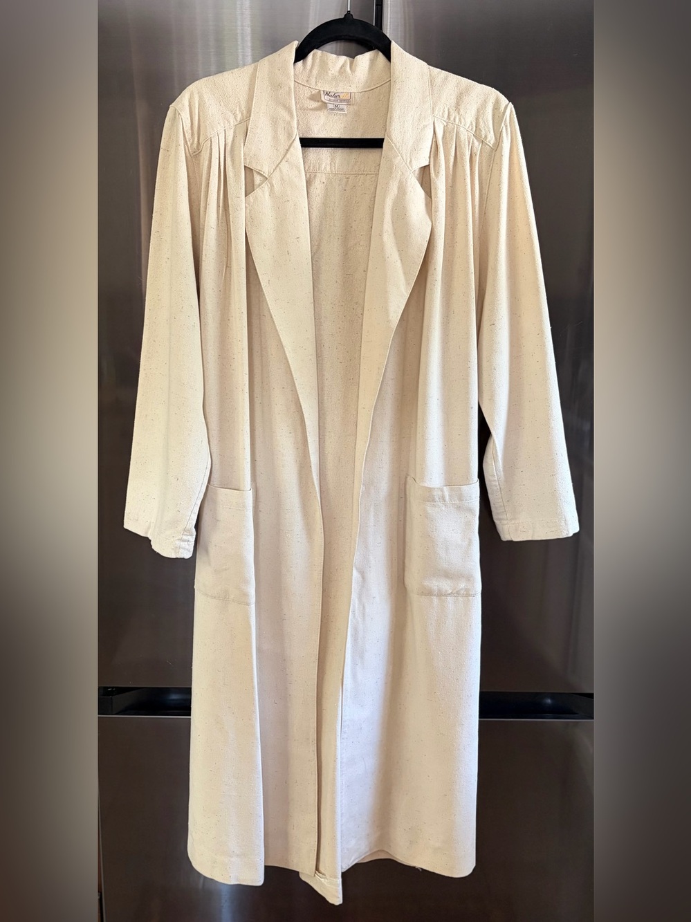 Vintage 80s Raw Silk Cream Duster Sz M Minimalist Coastal Grandma Quiet Lux EUC